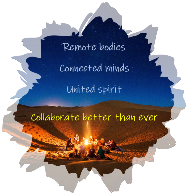 People sat around a campfire in the desert - Remote bodies - Connected minds - United spirit